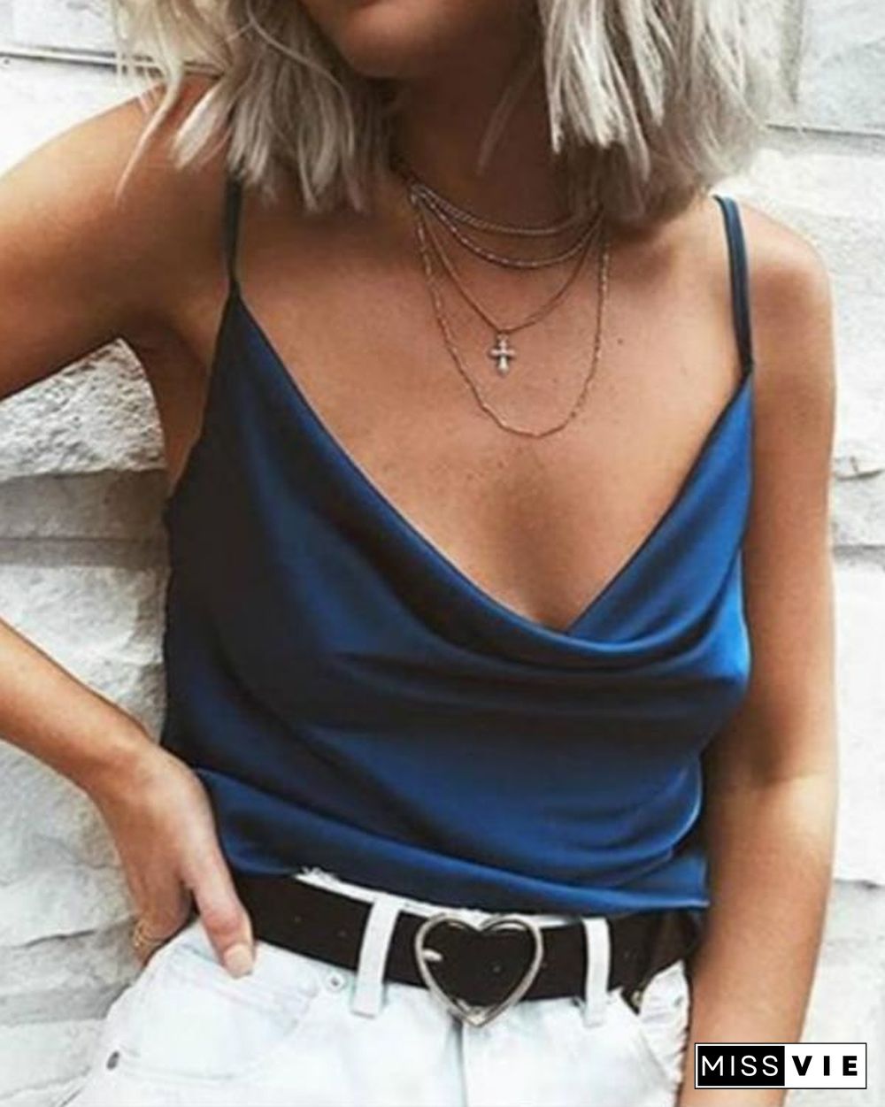 Summer Spaghetti Irregular Neck Tank Tops