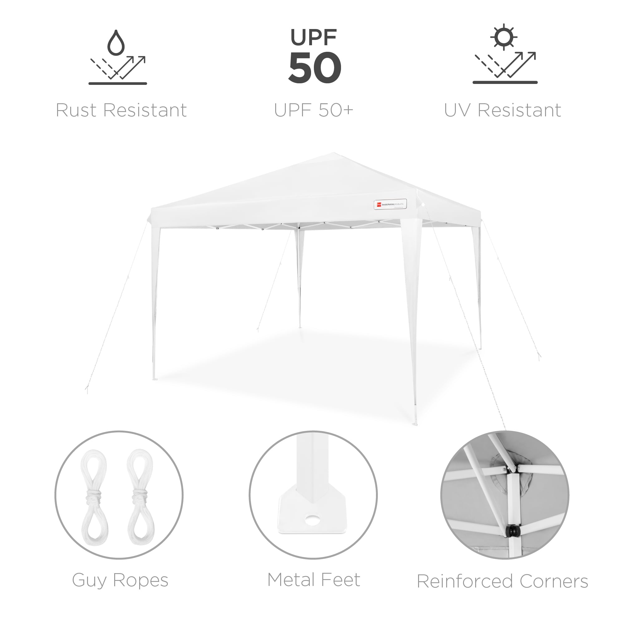 Best Choice Products 10x10ft Outdoor Portable Adjustable Instant Pop Up Gazebo Canopy Tent w/ Carrying Bag - White