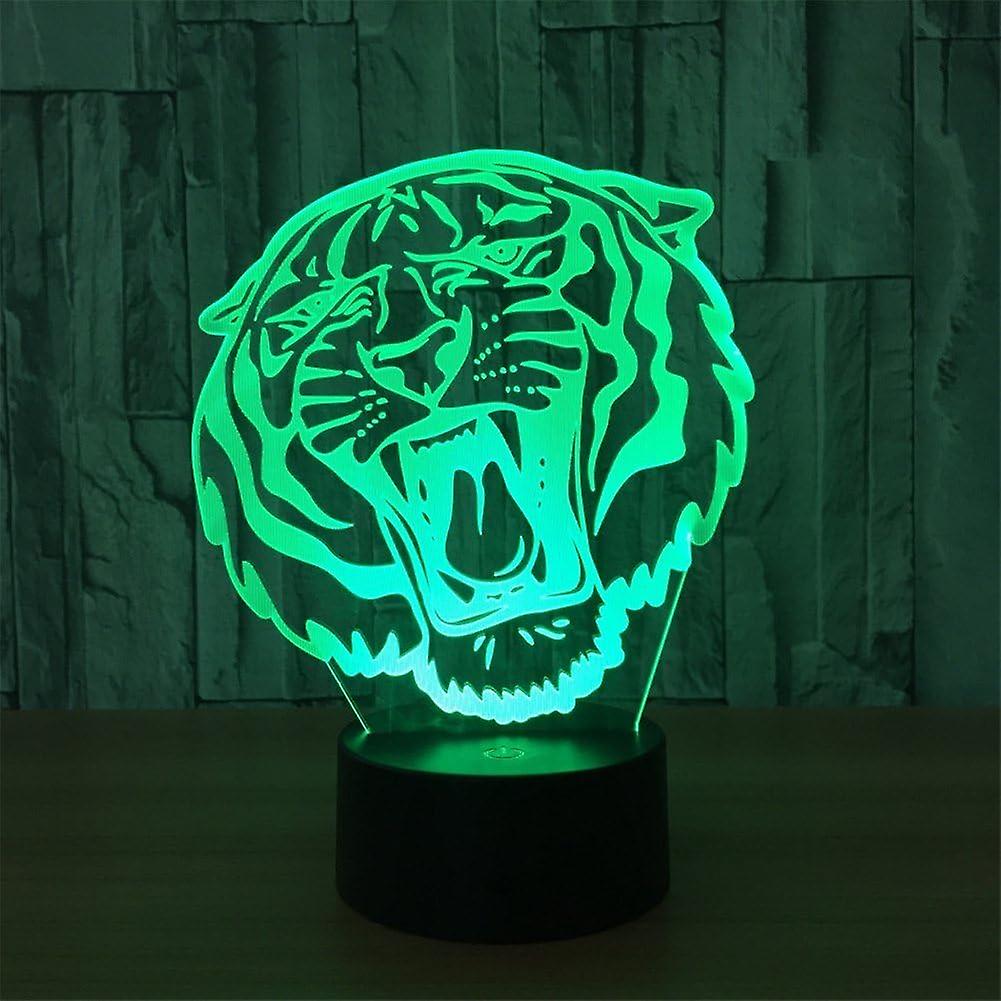 Abstractive 3d Optical Illusion Animal Tiger Colorful Lighting Effect Touch Switch Usb Powered Led Decoration Night Light Desk Lamp