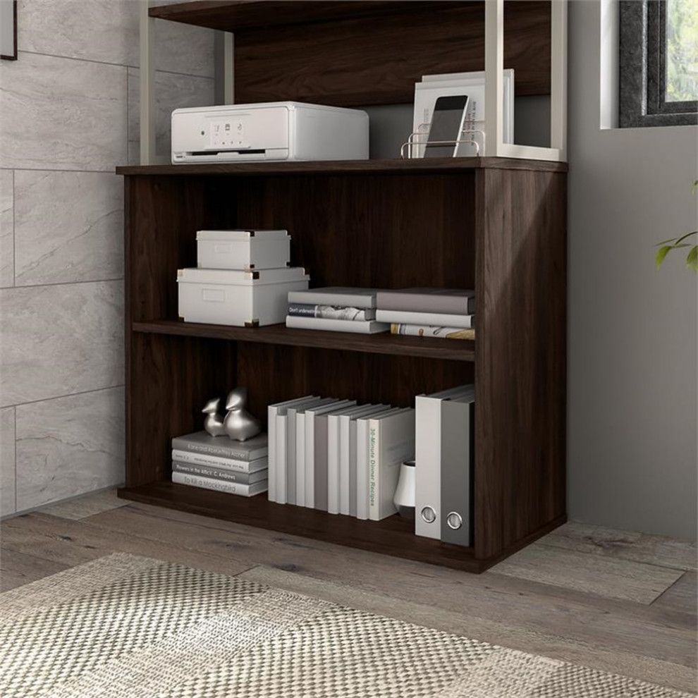 Hybrid Small 2 Shelf Bookcase in Black Walnut   Engineered Wood   Bookcases   by Homesquare  Houzz