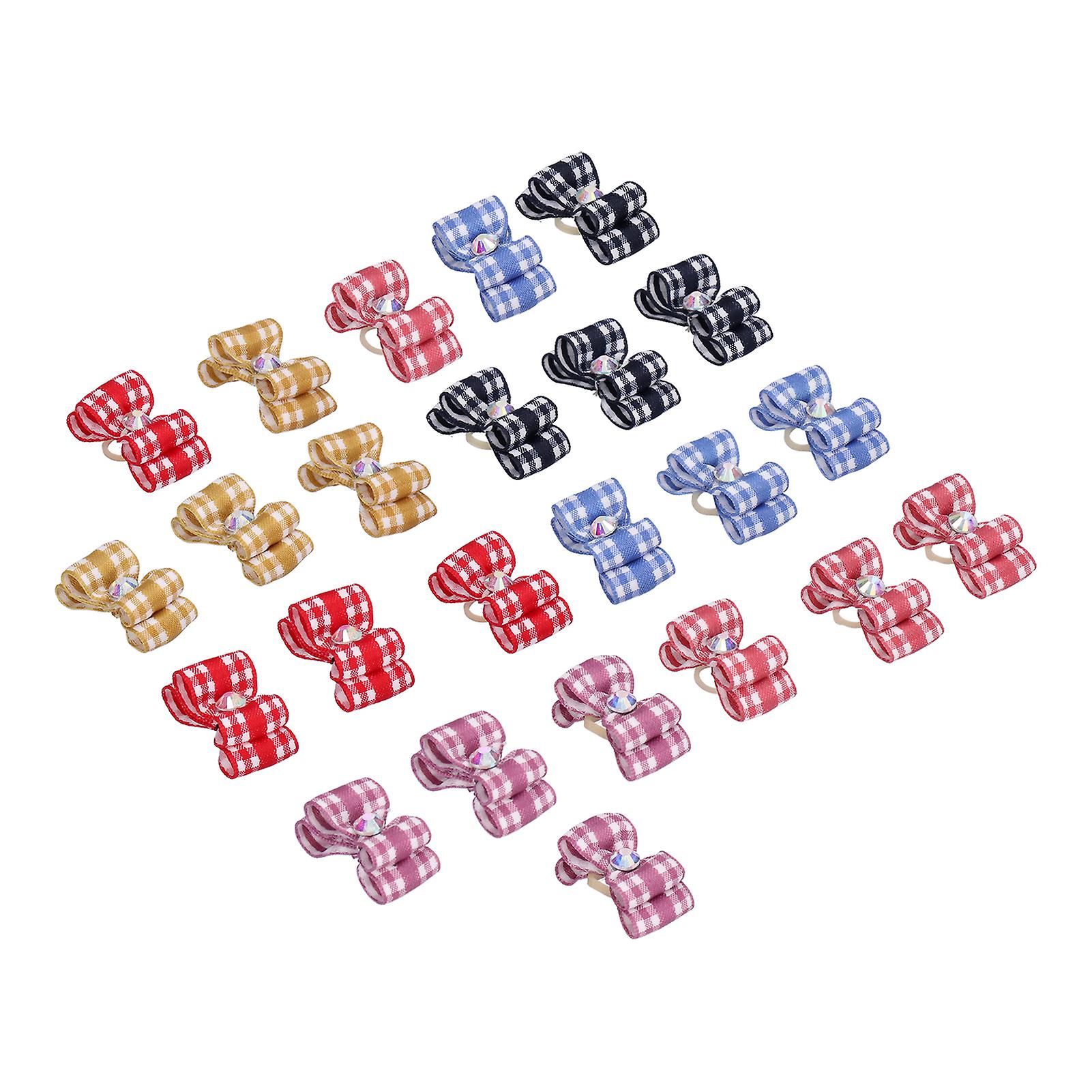 Pet Bowknot Rubber Band Pet Dog Checkered Series Bowknot Rubber Band Pet Accessories