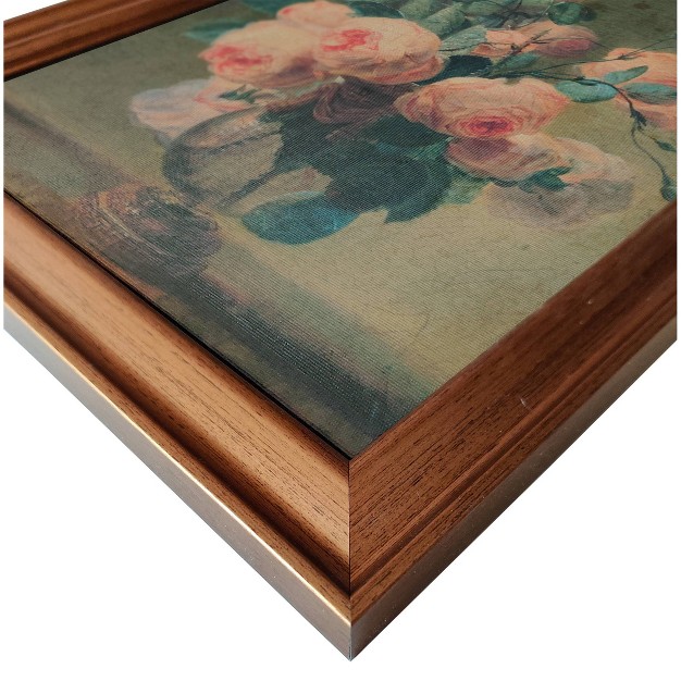 X 16 quot Antique Floral Framed Canvas Board Olive Green