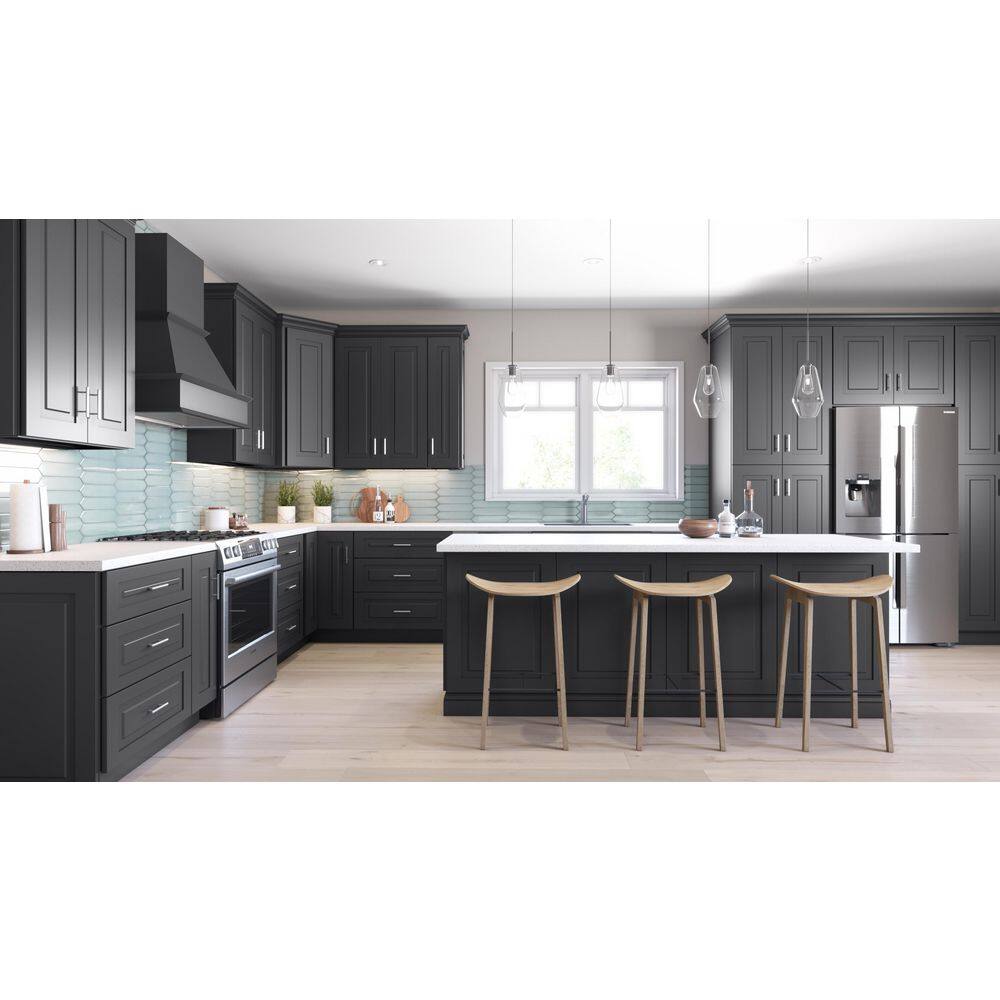 Home Decorators Collection Grayson Shaker 0.63 in. W x 23.88 in. D x 34.5 in. H in Gray Kitchen Cabinet End Panel in Deep Onyx MBEP-GDO