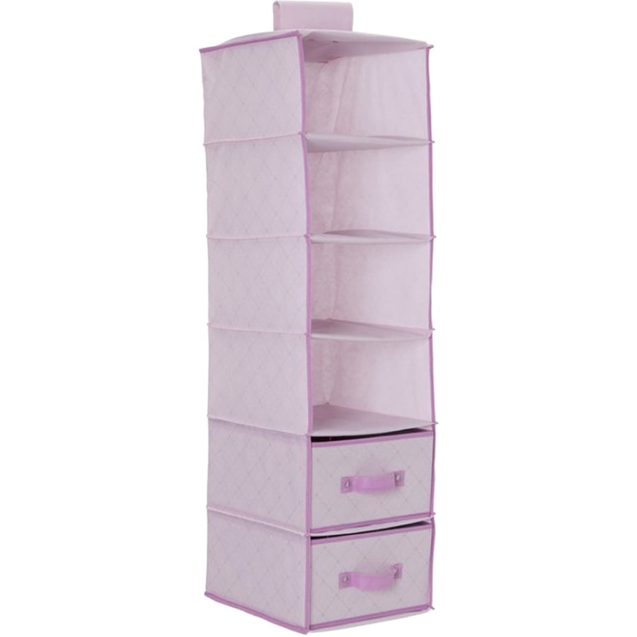 Delta Children 6-Shelf Hanging Storage Unit with 2 Drawers, Barely Pink