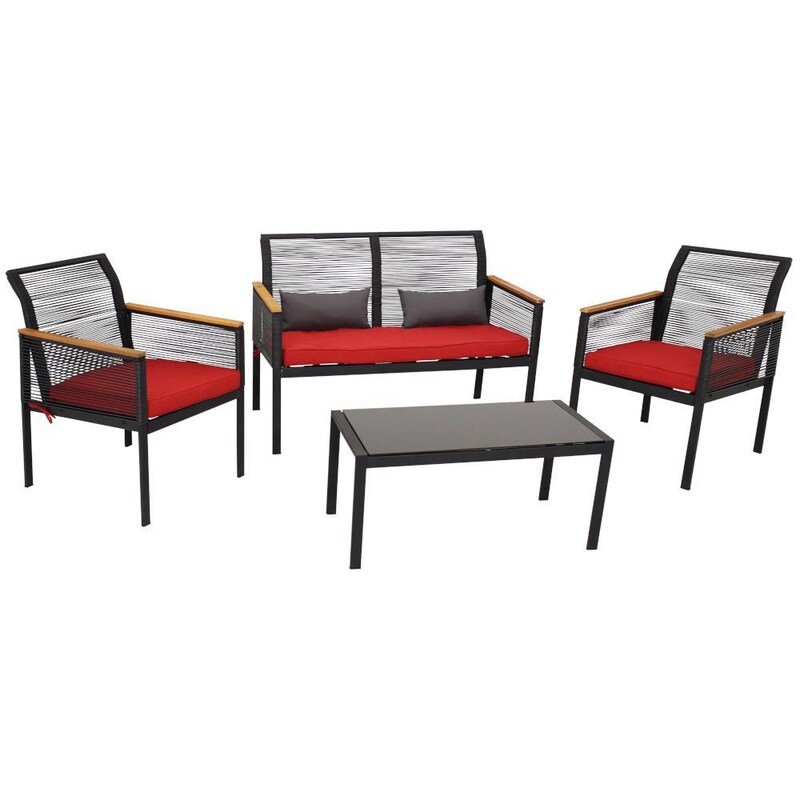 Ultimate Patio 4-Piece Black Resin Rattan Outdoor Patio Furniture Set