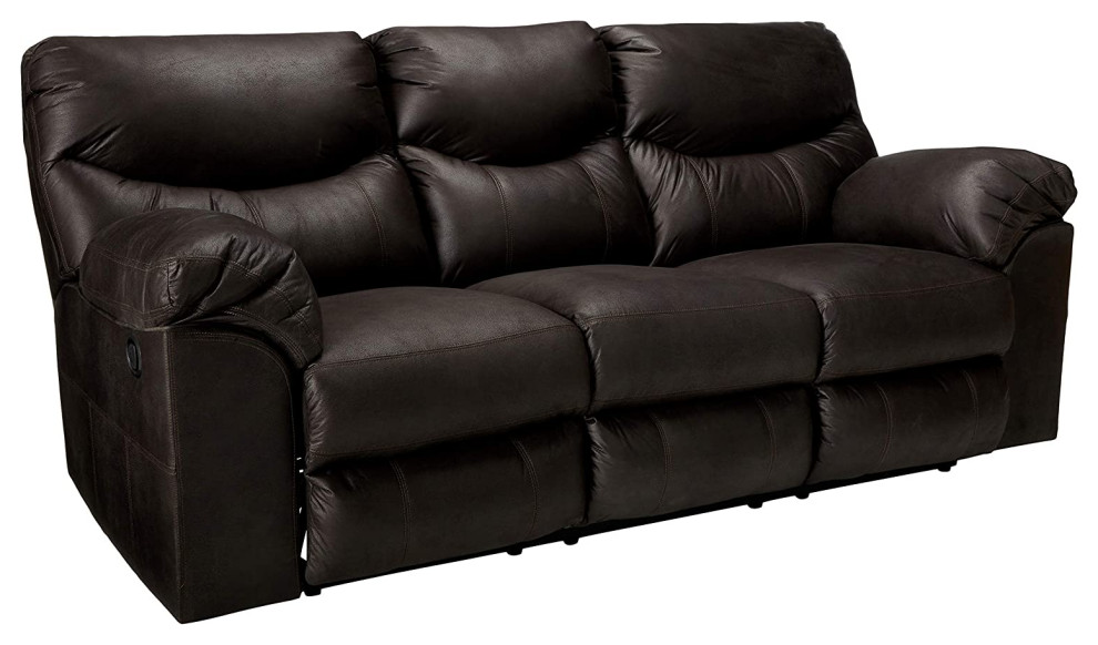 Modern Reclining Sofa  Manual Design With Oversized PU Leather Seat  Dark Brown   Contemporary   Sofas   by Decor Love  Houzz