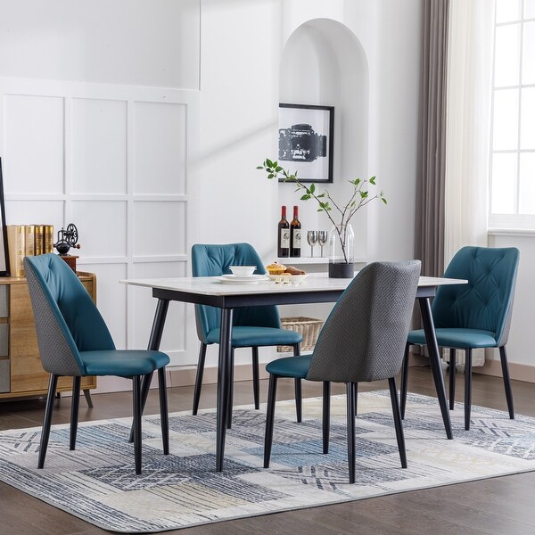 4 Pcs Modern Dining Chairs， Leather Chairs for Dining Room， Kitchen