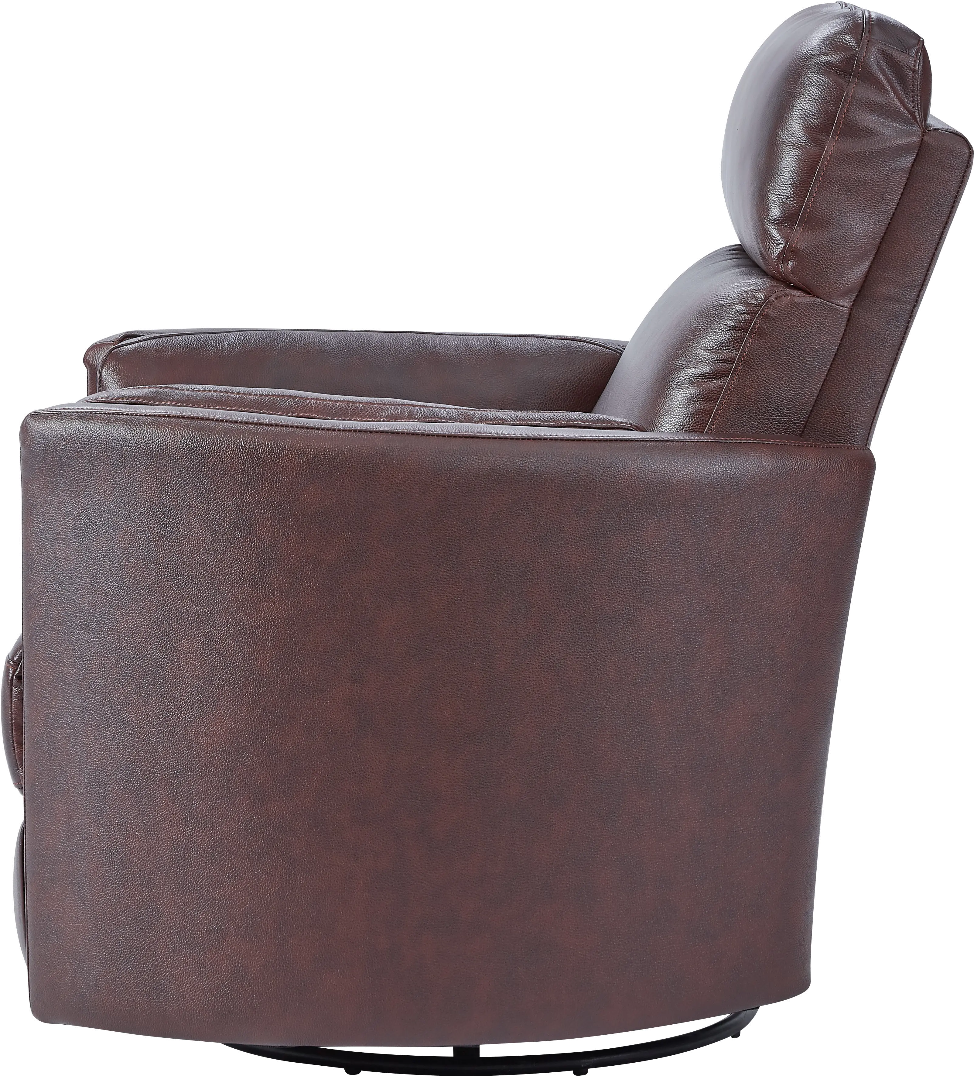 Mads Burgundy Leather-Match Power Glider Swivel Recliner