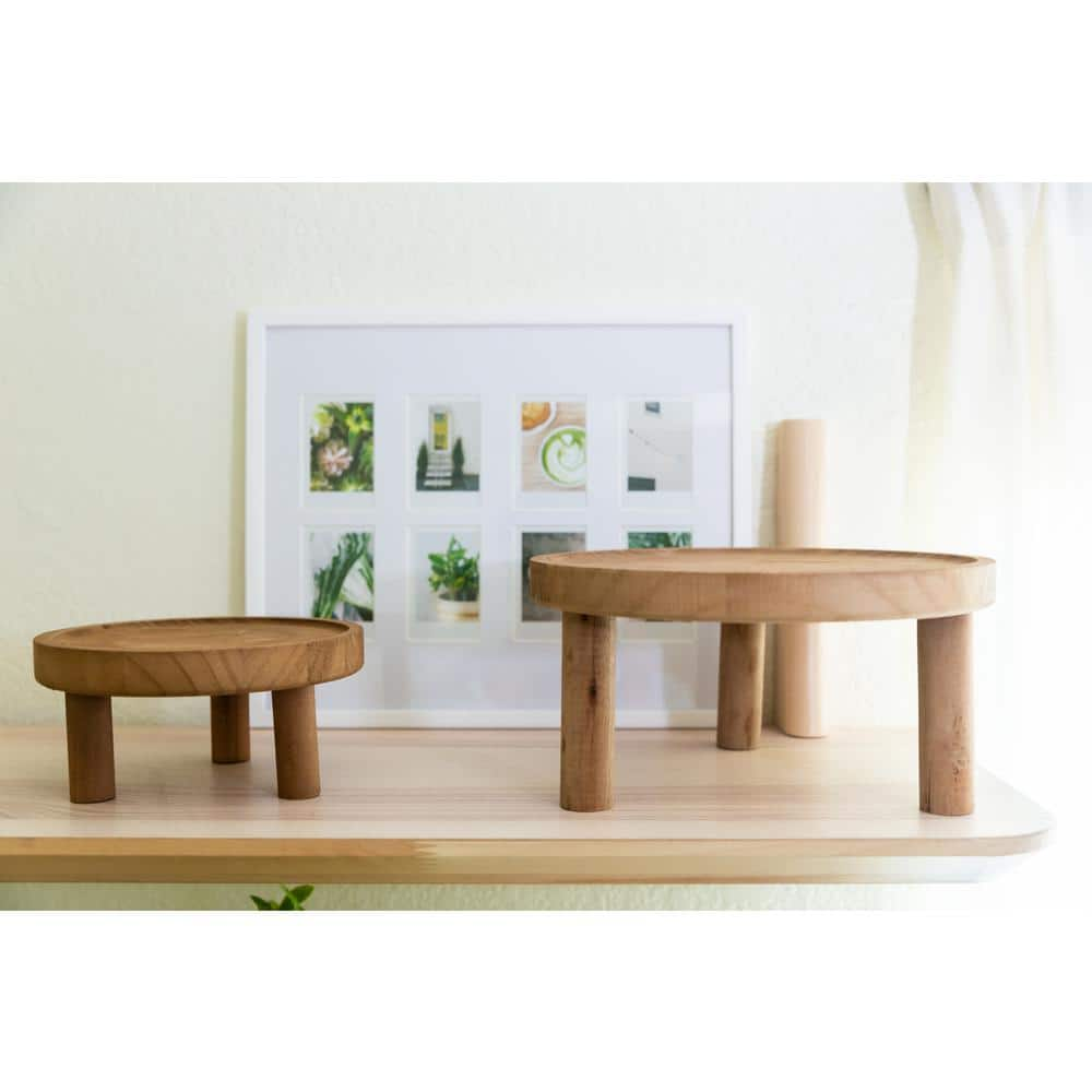 Flora Bunda 10 in. x 7 in. Footed Wood Plant Stand (Set of 2) FR376E2-DRK