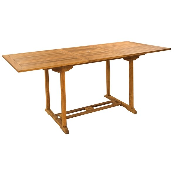 Chic Teak Elzas Rectangular Teak Wood Outdoor Extension Bar Table，71 to 95 inch (Table Only)