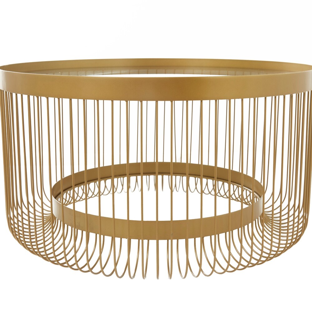 Gold Iron Contemporary Coffee Table   32 x 32 x 18 Round