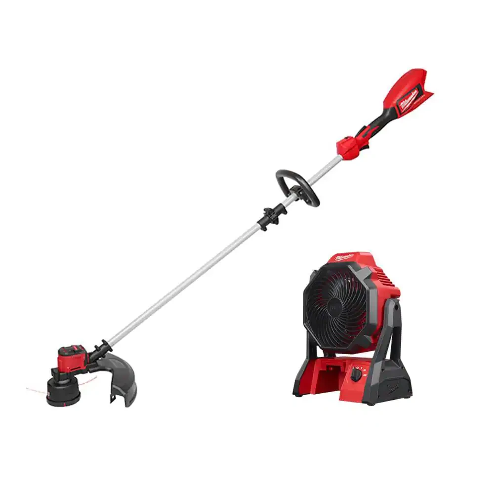 Milwaukee M18 18-Volt Lithium-Ion Brushless Cordless String Trimmer Kit With 6.0 Ah Battery， Charger And M18 18-Volt Jobsite Fan