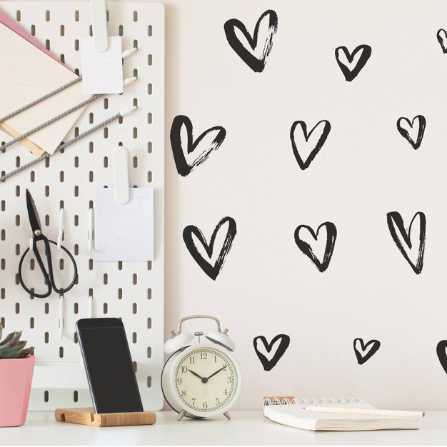 Sketchy Hearts Wall Decal Black Roommates