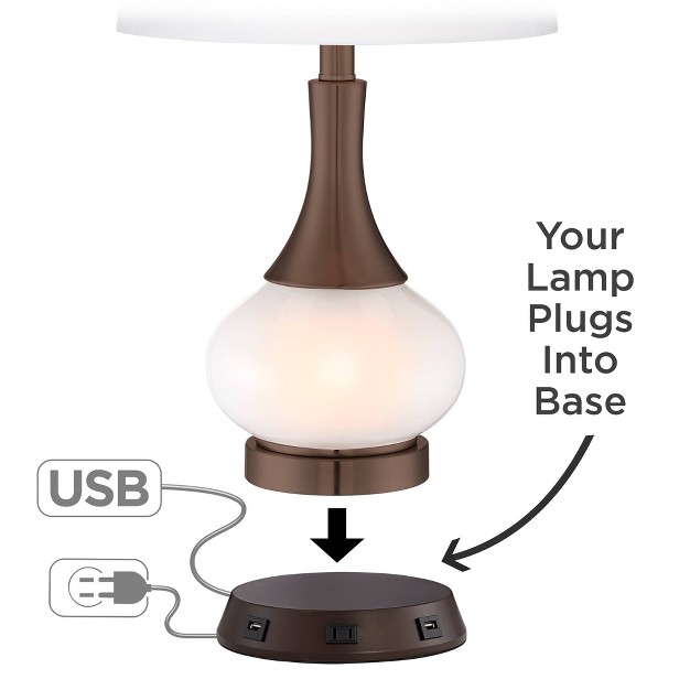 360 Lighting Modern Workstation Table Lamp Base With Usb And Ac Power Outlet Universal Charging Bronze Touch On Off Living Room