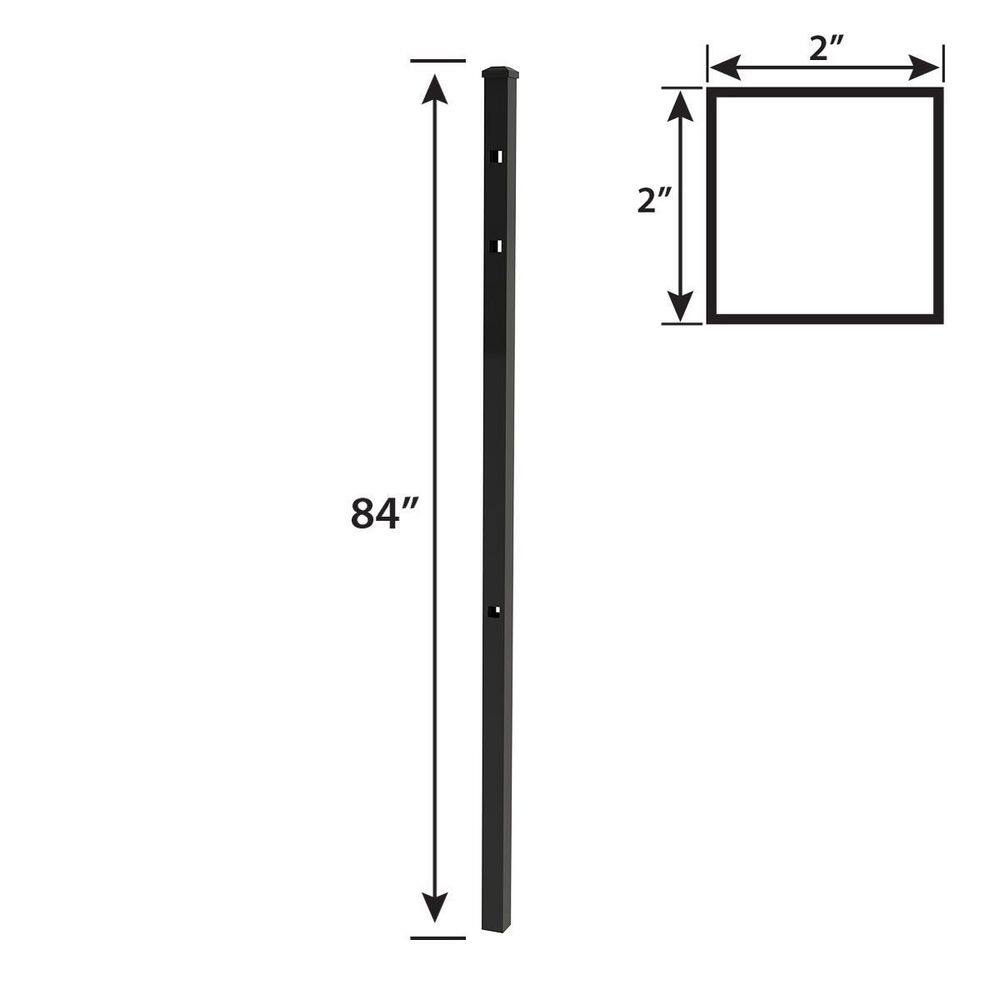 FORGERIGHT 84 in. x 5 ft. Osprey Black Aluminum Fence Line Post with Flat Cap 881874