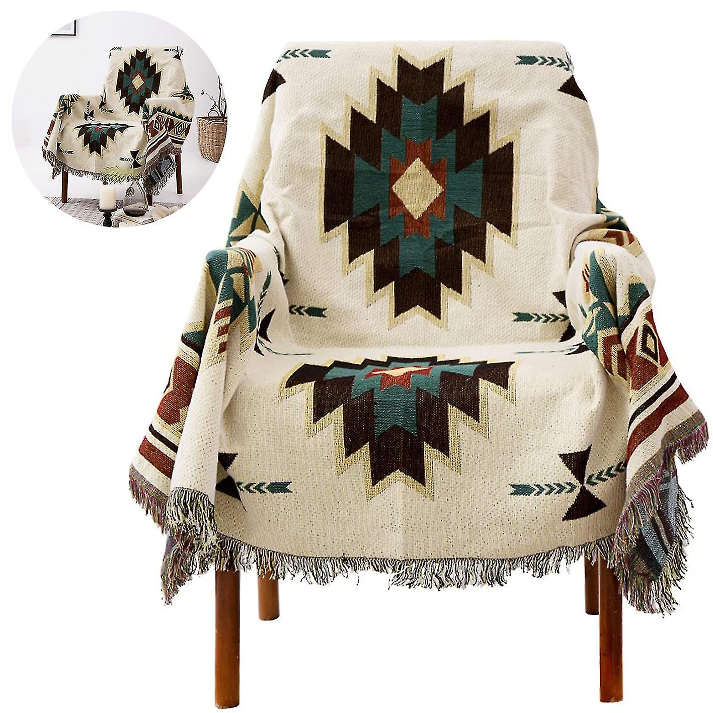 Ethnic Style Blanket， Geometric， Aztec Pattern， Navajo Blanket