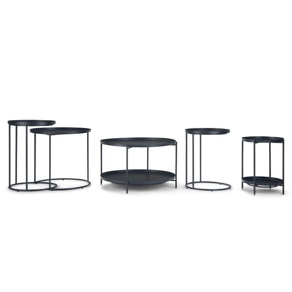 WYNDENHALL Lipton Industrial 18 inch Wide Metal Accent Side Table in Black， Fully Assembled - 18