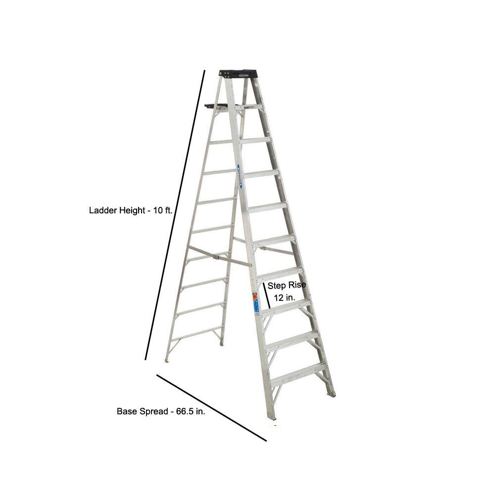 Werner 10 ft. Aluminum Step Ladder with 300 lbs. Load Capacity Type IA Duty Rating 310