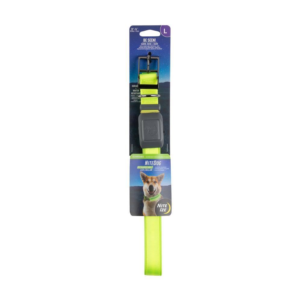 Nite Ize NiteDog - L - LimeGreen Rechargeable LED Collar NDCRL-17-R3