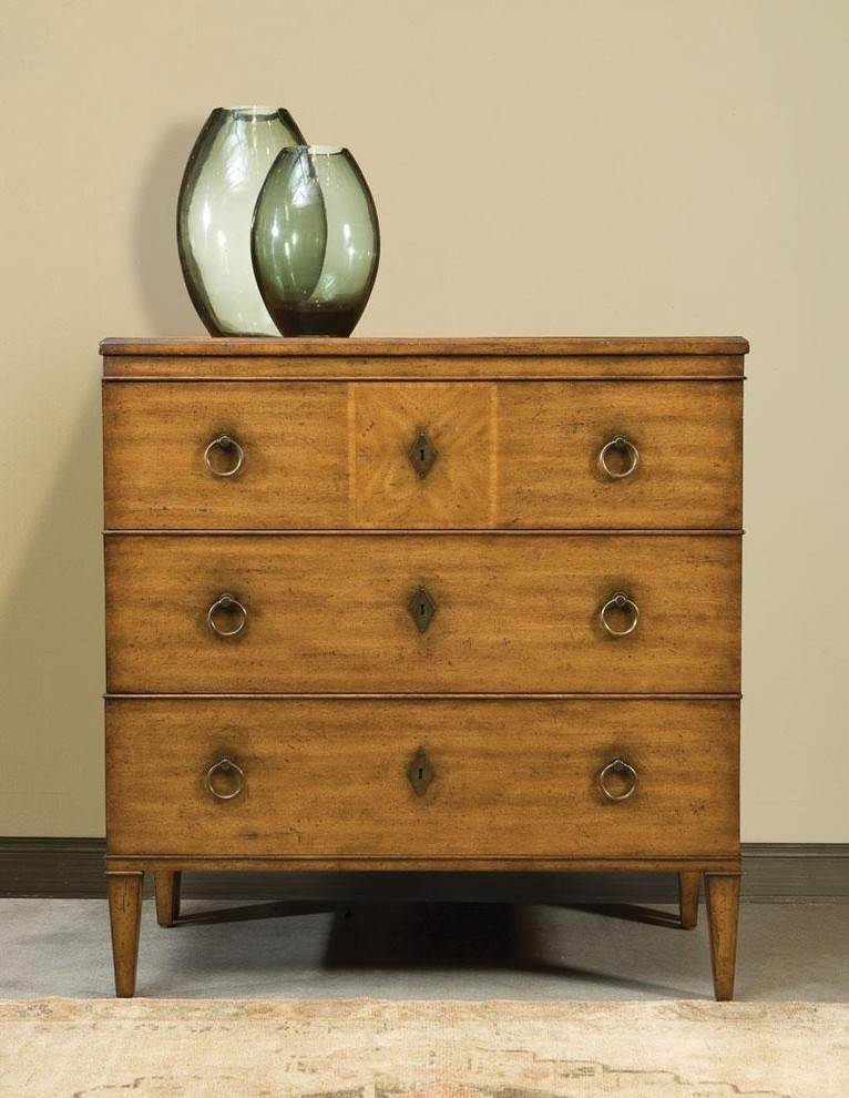 Chest Port Eliot Biedermeier Three Drawer Mahogany Sunburst Beading   Transitional   Accent Chests And Cabinets   by EuroLuxHome  Houzz