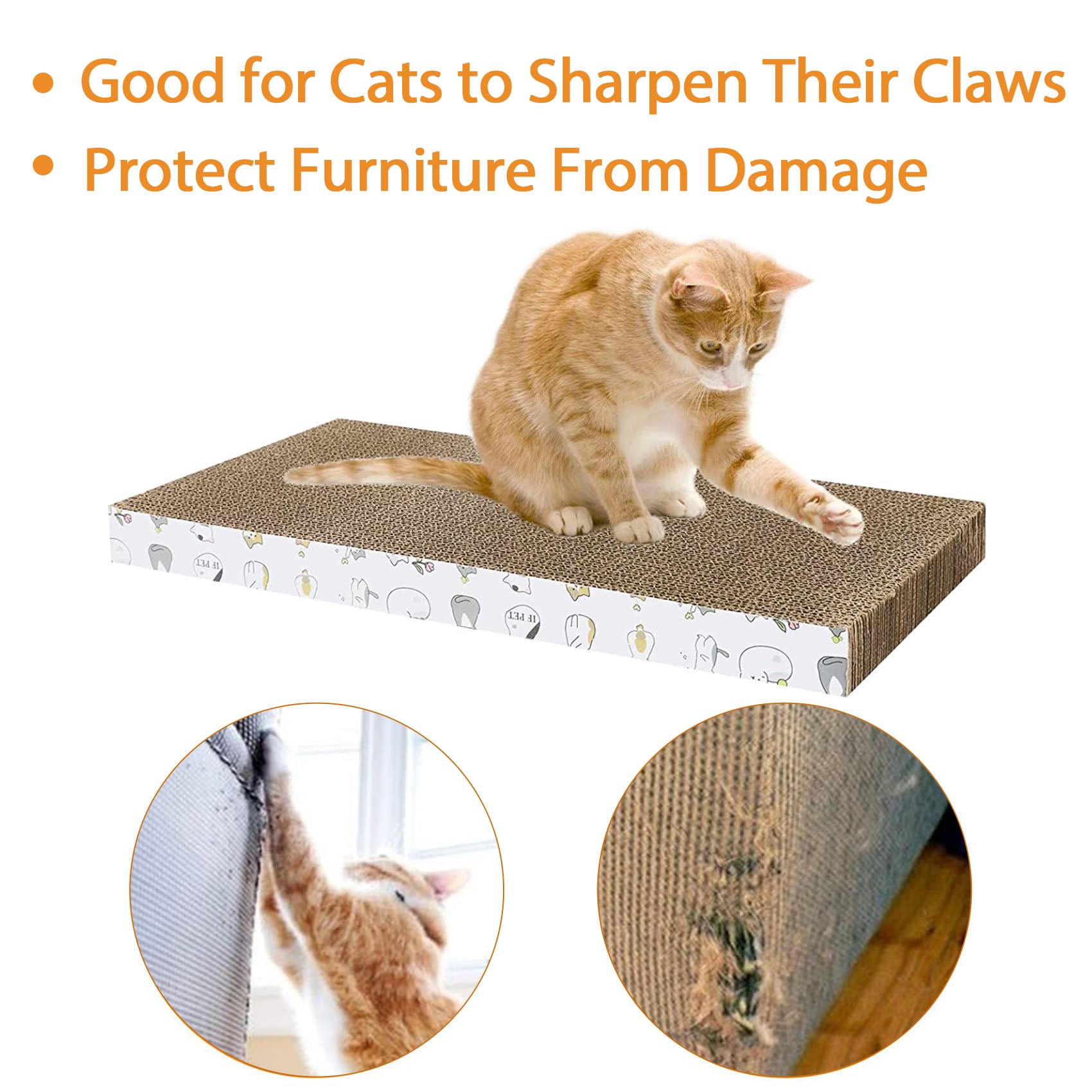 OMZER Cardboard Cat Scratcher Lounger 3pcs， Durable Corrugated Cardboard Cat Scratcher Board with Hole， Scratching Lounger， Cat Scratching Pad for Indoor Cats as Furniture Protector， Cat Training Toy