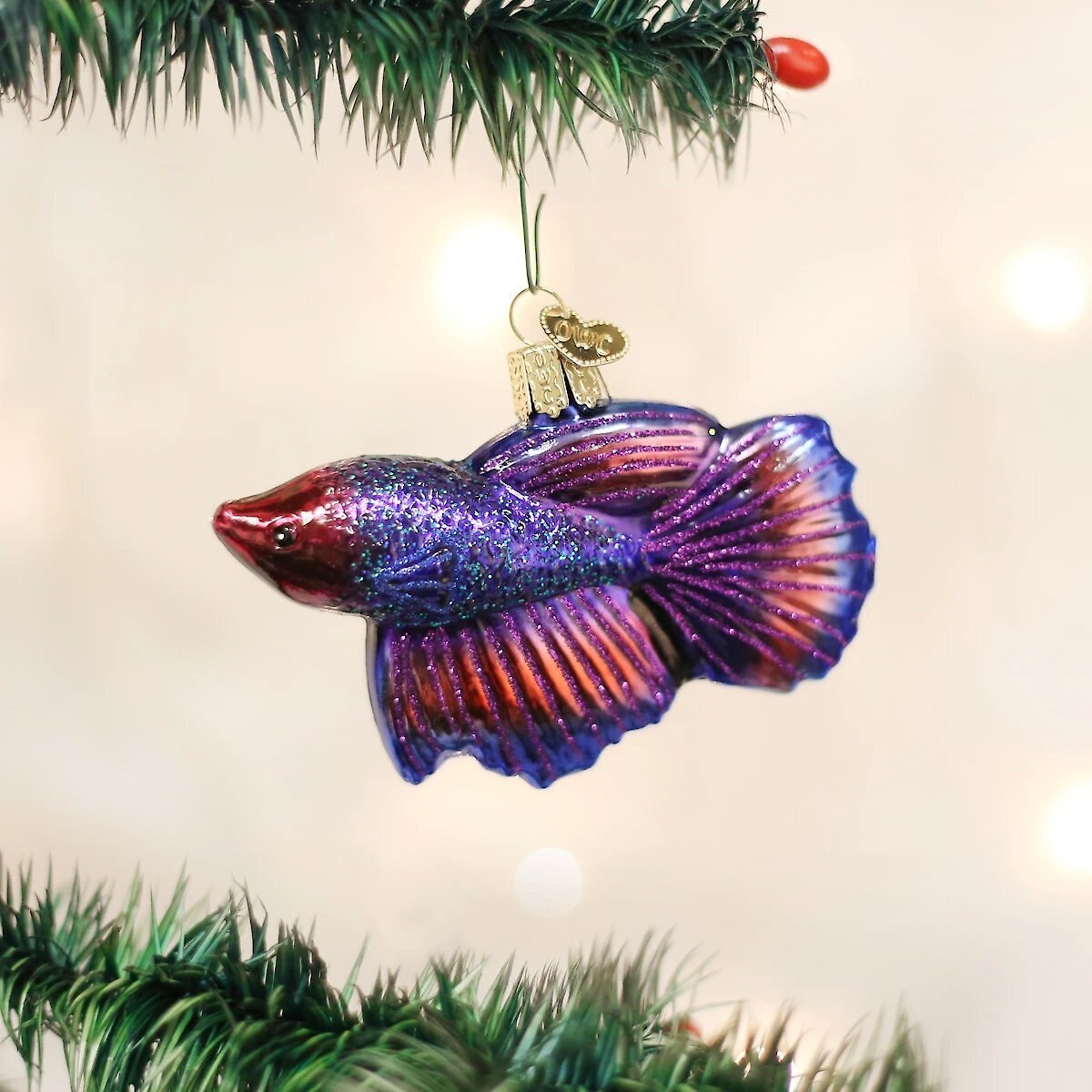 Old World Christmas Betta Fish Glass Tree Ornament