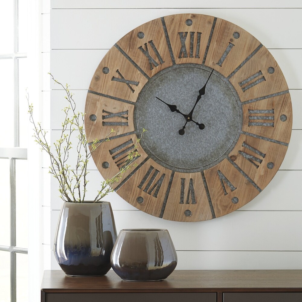 Payson Gray/Brown Modern Farmhouse Wooden Wall Clock   30.75\