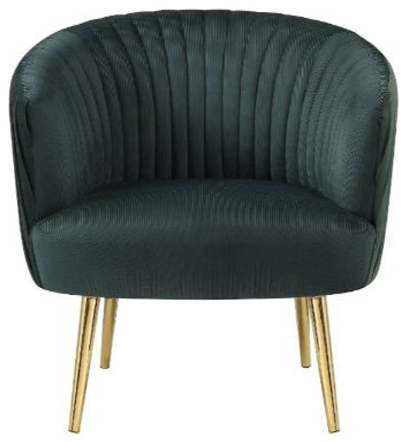 31 quotBlack Velvet And Gold Striped Barrel Chair   Midcentury   Armchairs And Accent Chairs   by HomeRoots  Houzz