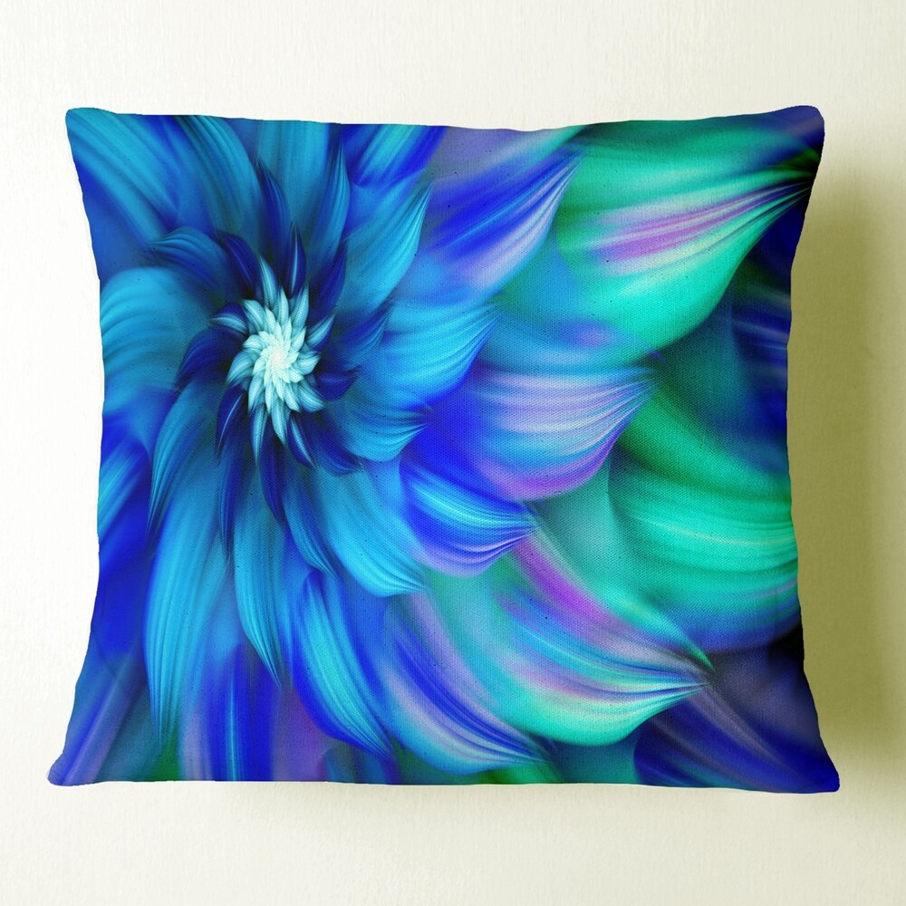 Designart 'Massive Blue Fractal Flower' Floral Throw Pillow