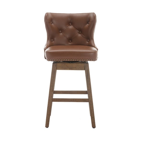 PU Leather Bar Stools Set of 2， Bar Stools with Back and Footrest， Dining Chairs Bar Chairs with Nailhead Trim