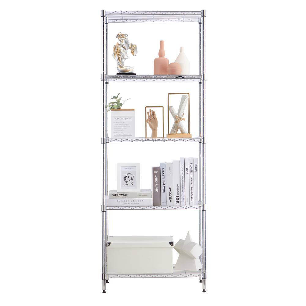 mzg 5 Tier Chrome Utility Wire Shelving Unit 14 in. x 24 in. x 63 in. E3560160OH501LB