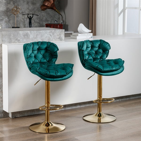 Swivel Velvet Counter Height Adjustable Dining Barstools(Set of 2)