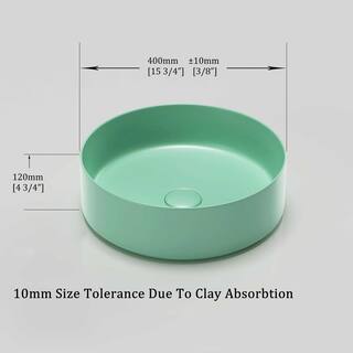 BTCSTAR Round Simple Ceramic Circular Bathroom Vessel Sink in Mint Green with Scratch Resistant BTCYBS8673G