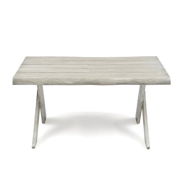 Eden Outdoor Acacia Wood Coffee Table， Light Grey