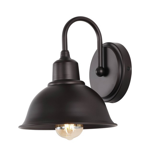 Led 1 light Frisco Industrial Iron Wall Sconce Oil Rubbed Bronze Jonathan Y