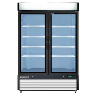 Maxx Cold 54 in. 48 cu. ft. Double Glass Door Merchandiser Refrigerator Free Standing in White MXM2-48RHC