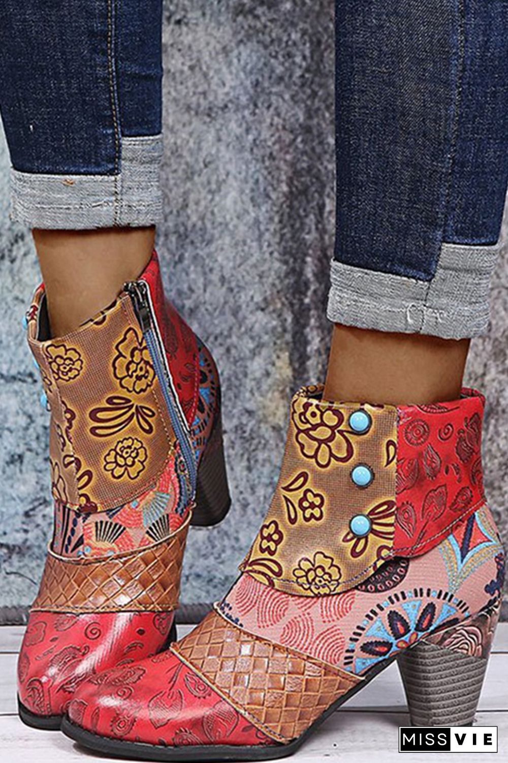 Boho Chunky Heeled Boots Women Wholesale