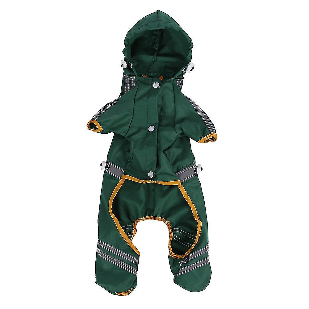 Pet Raincoat Waterproof Jacket Dog Hood Solid Jumpsuit Rainwear Outdoor Clothes (Green XS)