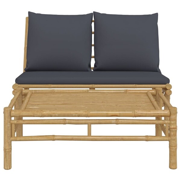 vidaXL Patio Bench with Cream White Cushions Bamboo