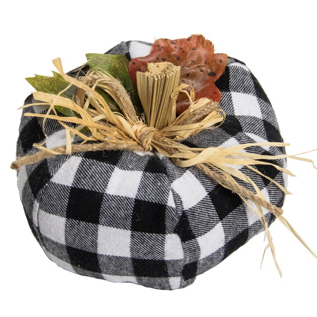 White And Black Buffalo Plaid Fall Harvest Pumpkin