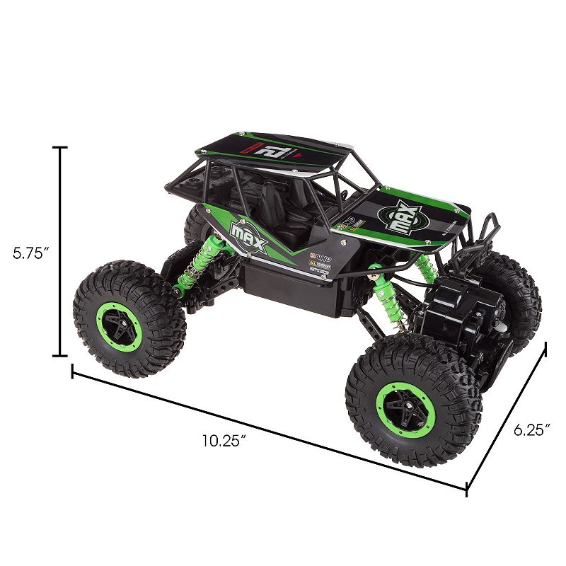 Hey! Play! Remote Control Monster Truck - 116 Scale， 2.4 GHz RC Off-Road Rugged Toy Vehicle with Spring Suspension and Oversized Wheels