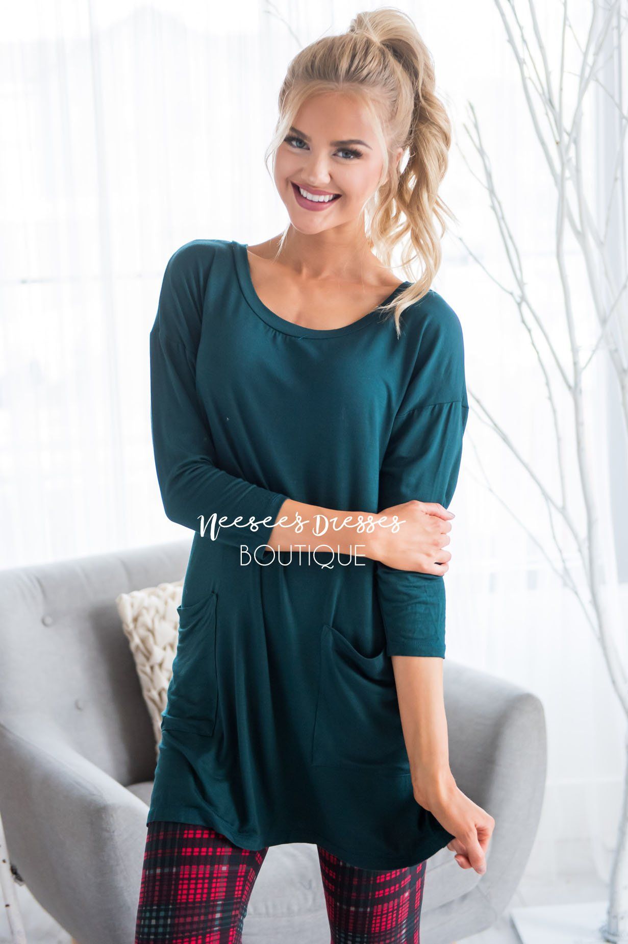 Button Back Pocket Tunic