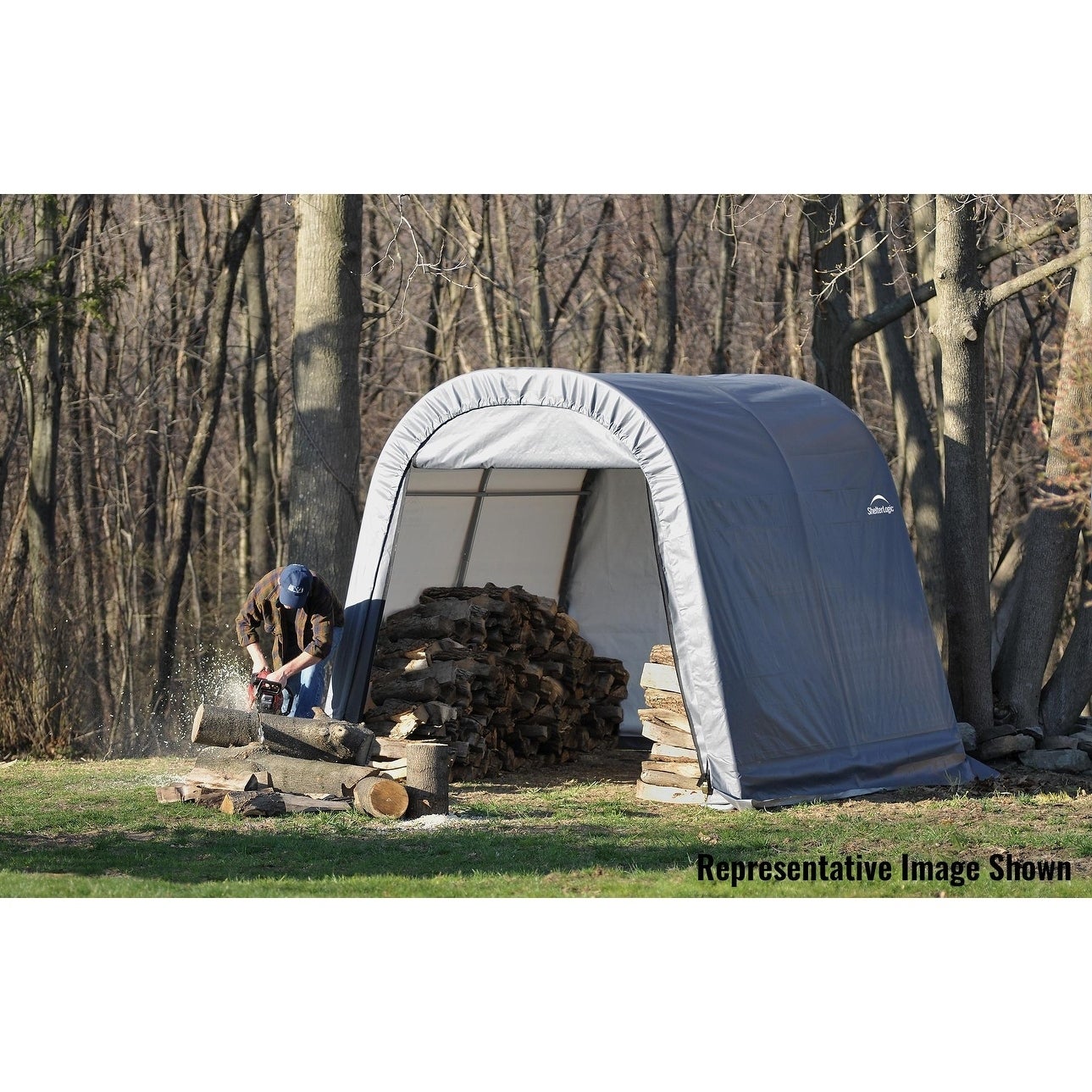 ShelterLogic 77823 10x16x8 Round Style Shelter- Grey Cover