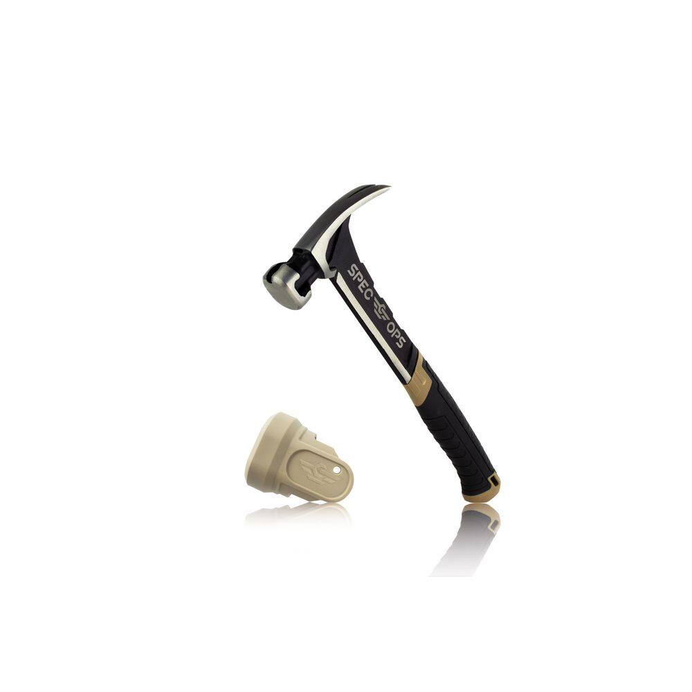 SPEC OPS 20 oz. Smooth Face Rip Claw Hammer with Soft Mallet Cap Steel Handle SPEC-M20SF-S