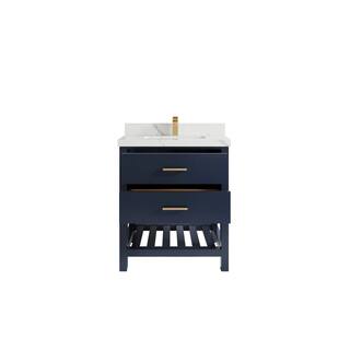 Willow Collections Parker 30 in. W x 22 in. D x 36 in. H Bath Vanity in Navy Blue with 2 in. Calacatta Quartz Top PRK_NB_CA_LZ_30