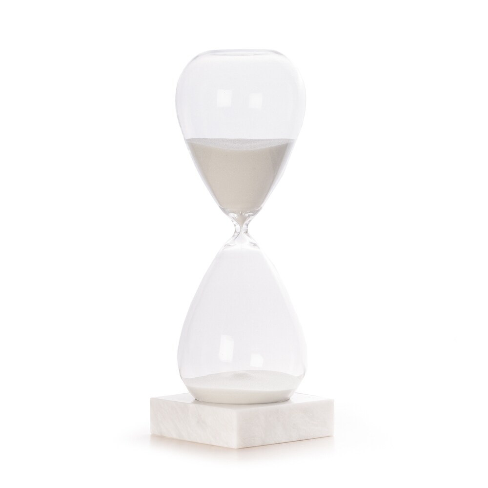 90 Minute Crystal Sand Timer with White Sand and Marble Base