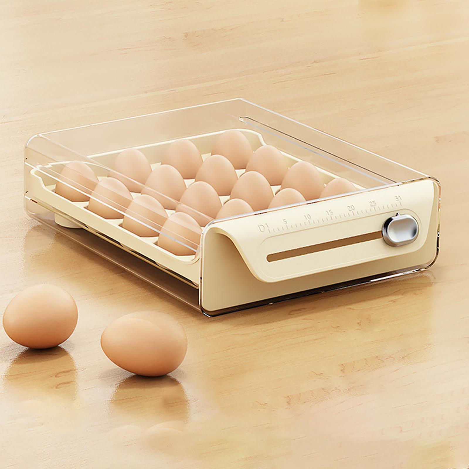 Eggs Storage Container With Time Scale Eggd Tray With Drawer Kitchen Freezer Single 20 Grid