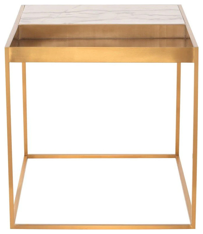 Cedric White Marble Side Table   Contemporary   Side Tables And End Tables   by V.S.D Furniture  Houzz