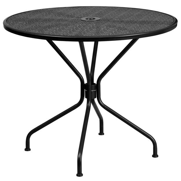 Round Indoor outdoor Steel Patio Table Set With 2 Round Back Chairs