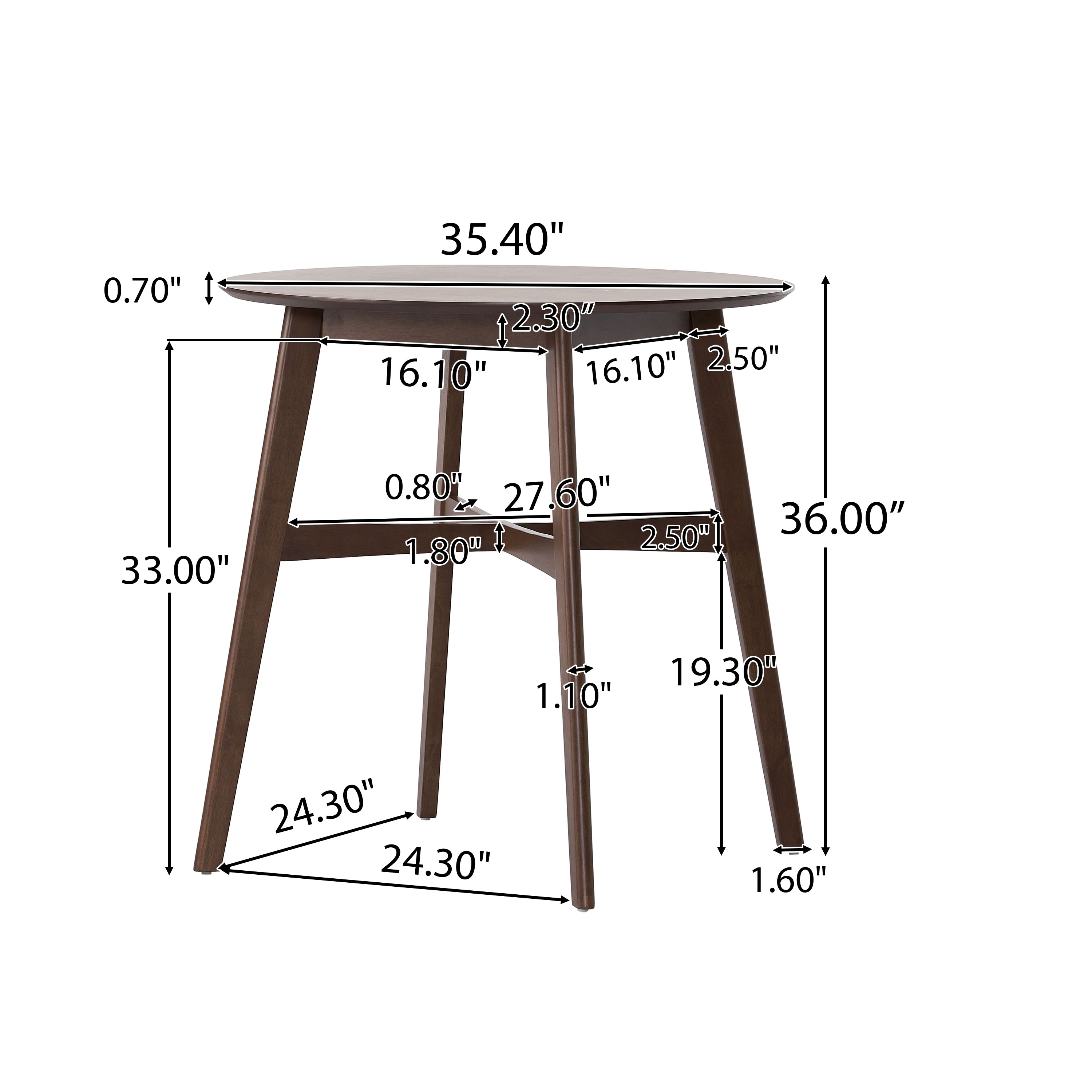 Helen Mid-Century Round Counter Height Dining Table with X-Stretcher